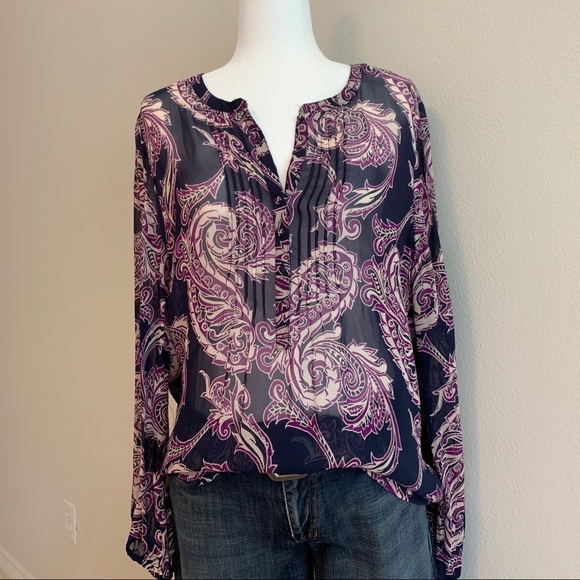 Lucky Brand Tops - Navy and purple paisley top